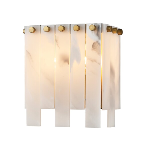 Z-Lite Viviana Wall Sconce, 2-Light, 7.5 In.W x 4.75 In.L x 8 In.H, Rubbed Brass/Alabaster 345-2S-RB - main